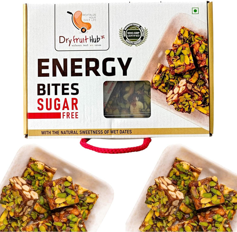 Dry Fruit Hub Dry Fruits Chikki 500gm Without Sugar | Sugar Free Dry Fruit Dates Barfi | Box(500 g)