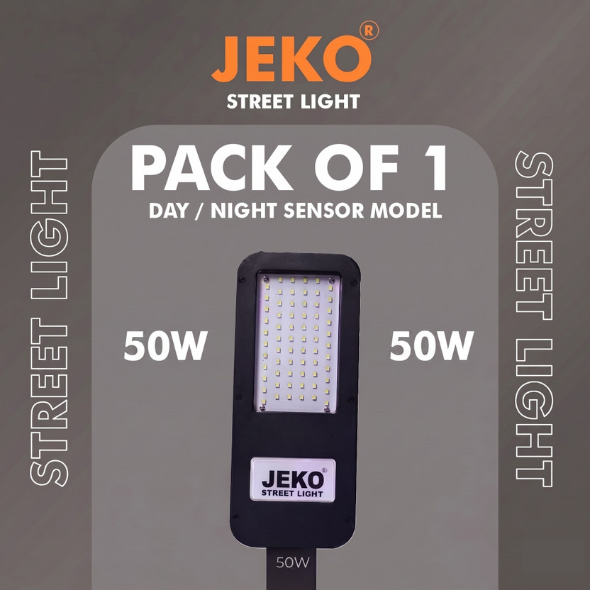 Jeko 50W LED Street Light with Automatic Day/Night Sensor | IP65 Waterproof Outdoor Security Light Street Light Outdoor Lamp(Black)