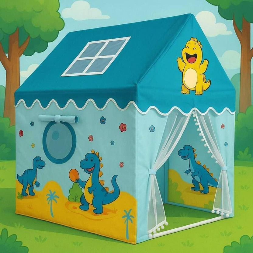 HERRYENTERPRISE DINOSAURS Light Weight Kids Play Tent House for 3 to 10 Years Old(Blue)