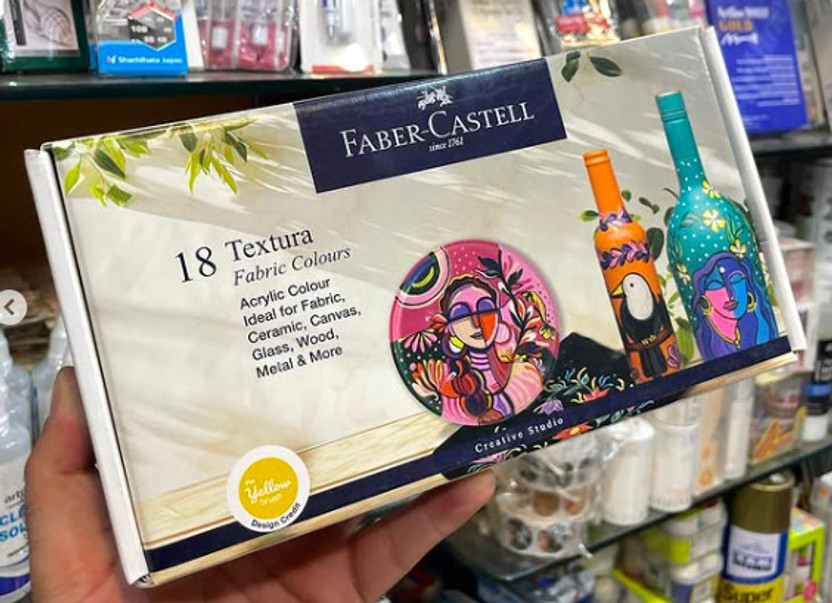 FABER-CASTELL 18 TEXTURA FABRIC COLOUR, Ideal for Fabric, Ceramic, Canvas, Wood & more(Set of 1, MULITCOLOR)