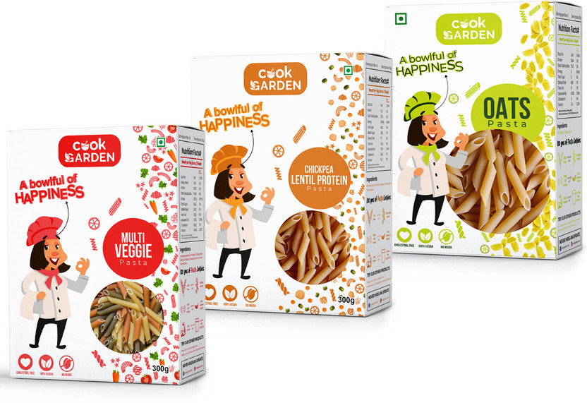 Cook Garden Oats, Lentil & Multi veggie | No Maida, Healthy Diet | Cholesterol Free Penne Pasta(Pack of 3, 900 g)