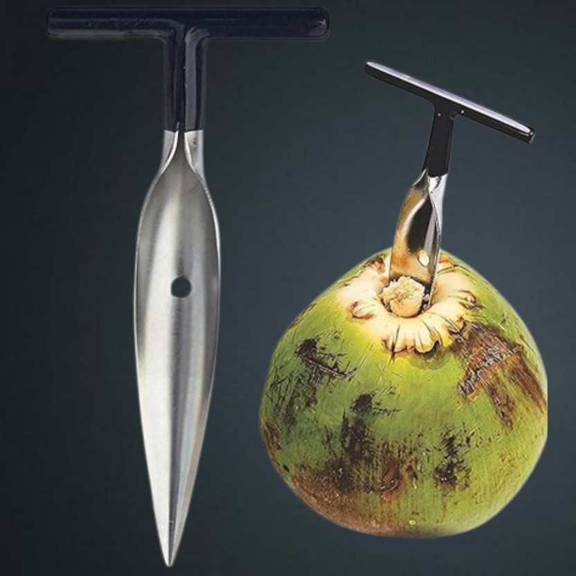 poloman Picnic Essential Coconut Piercer for Outdoor Use Straight Peeler(Steel)