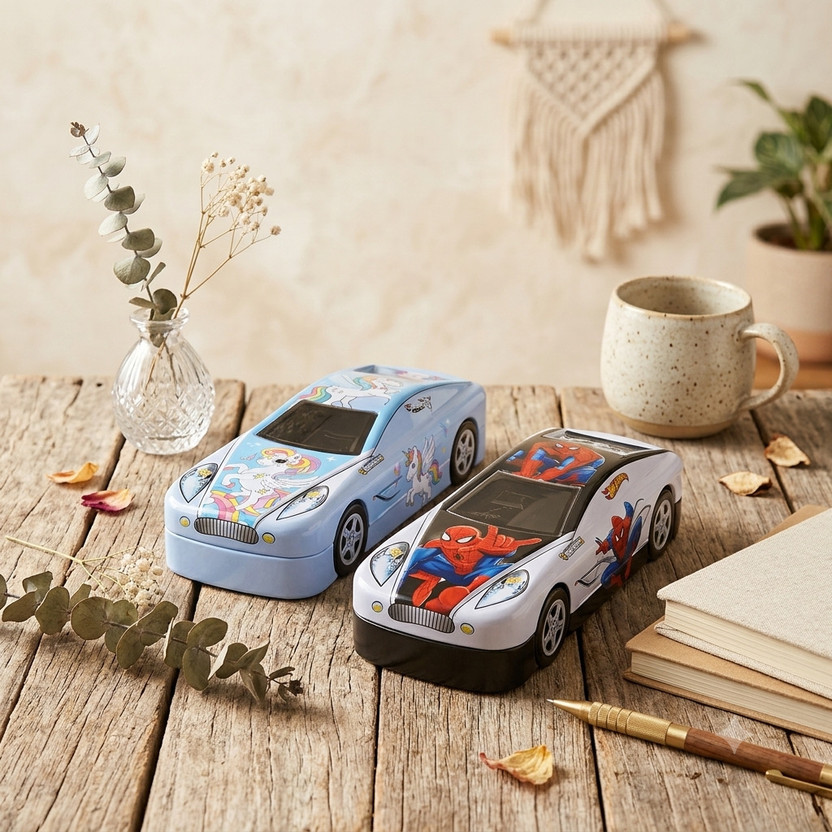 AADVIK SINGH GLOBAL 3D Car Shaped Assorted Kids Series Art Metal Pencil Boxes(Set of 2, Multicolor)
