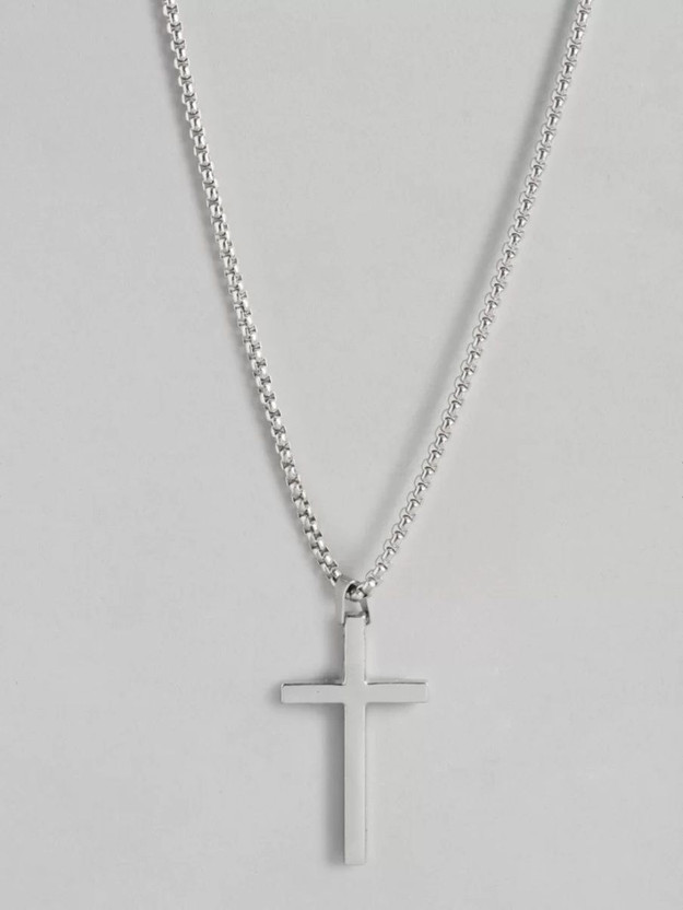 Harsh Enterprises religious lord jesus crusifix cross pendant necklace with chain Silver Stainless Steel