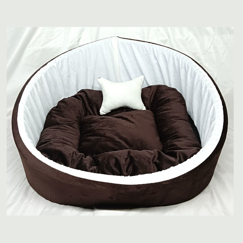 TRANDING STYLISH Simple Mountain Sofa With Haddi For Dog And Cat S Pet Bed(BROWN WHITE)
