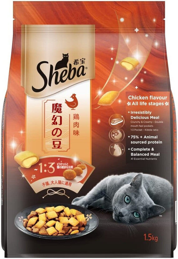 Sheba Irresistible Chicken Kitten and Adult Dry Cat Food-1.5 kg Chicken 1.5 kg Dry Adult Cat Food