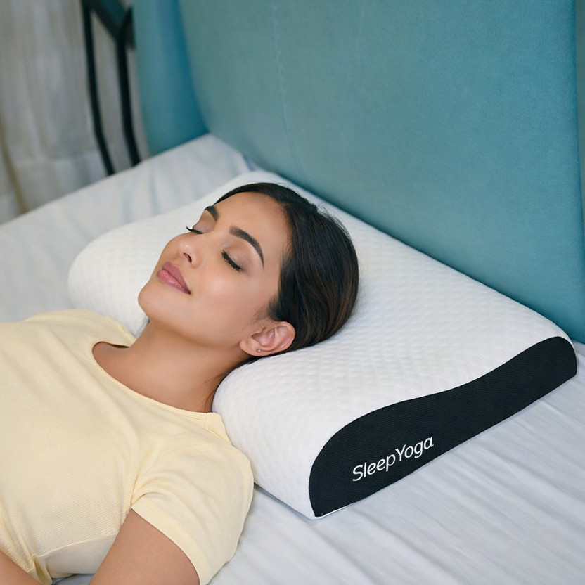 Sleep Yoga Memory Foam, Latex, Gel Orthopaedic Pillow Pack of 1 Solid Ortho-Comfort Cervical Contour(Black, White)