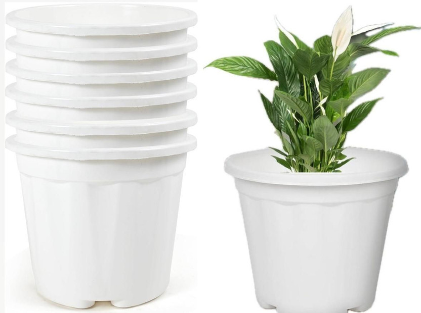 blooming furnancy 8 INCH Planter Plastic for Plants Nursery Seedling Germination pots Plant Container Set(Pack of 7, Plastic)