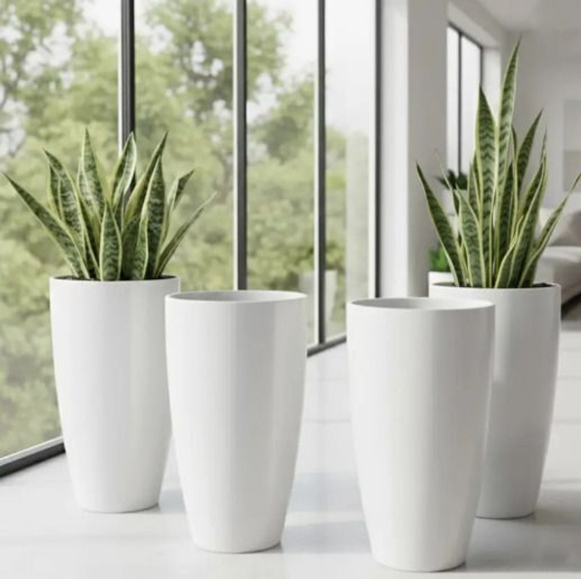 Plantque Tower Pot 14 inch Flower Pots for Home & Office Garden Balcony Plant Container Set(Pack of 4, Plastic)