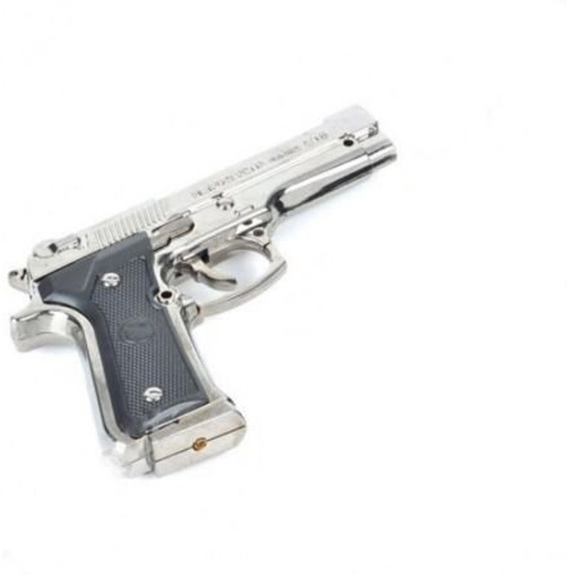 Ala Flame Mini Pistol Gun Lighter Beretta M92G Gun Shaped Pocket Lighter | Reffilable Lighter | Adjustable Jet Flame Lighter | Windproof Pocket Lighter(Silver, Brown)