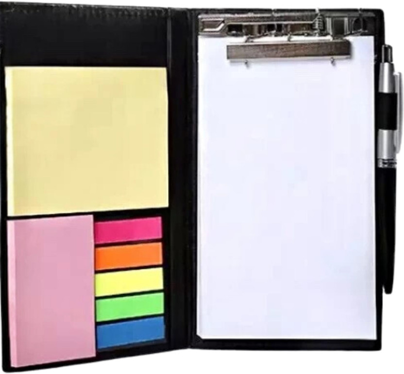 R H lifestyle sticky note memo pad 50 Sheets memo pad in diary style, 6 Colors(Set Of 1, Black)
