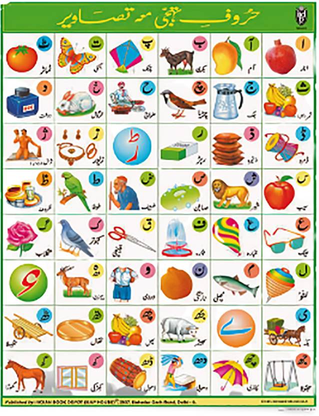 Urdu Alphabet Chart Without Pvc Rollers School Classroom Chart Educational Chart for Beginners