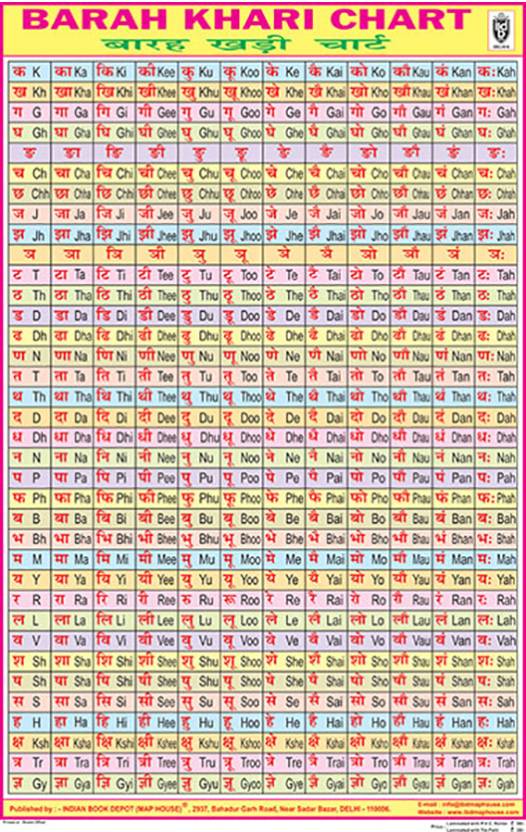 Hindi Barah Khari Chart Without Pvc Rollers| Study/Classroom Chart ...