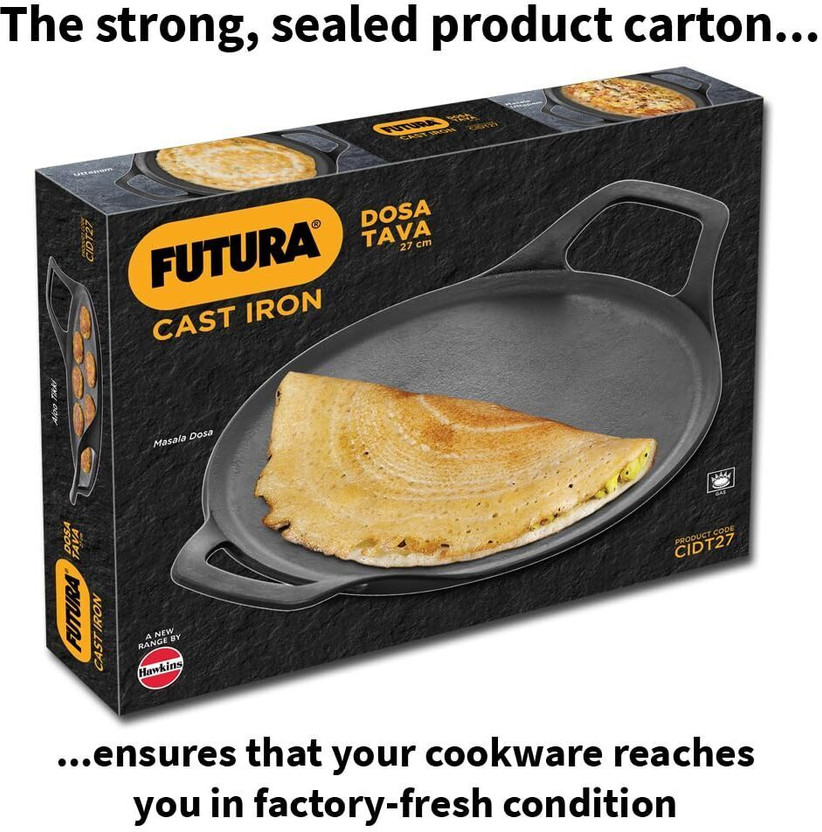 Hawkins Cast Iron Flat Dosa Tawa/Roti Tawa CIDT27, Tawa 28 cm diameter(Cast Iron)