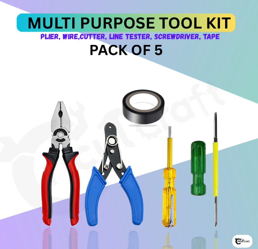 CricutCraft CricutCraft RL5N 8" Plier Wire Cutter Line Tester 2in1 Screwdriver Tape for Multipurpose Use Power & Hand Tool Kit(5 Tools) - Flipkart Deal