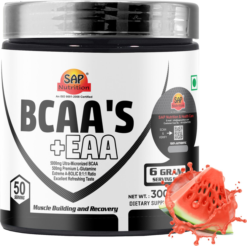 SAP Nutrition BCAA Supplement- Pre/Post & Intra Workout Supplement For Muscle Recovery BCAA(300 g, Watermelon)