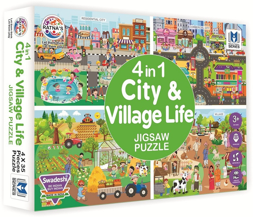 Ratnas City & Village Life Jigsaw Puzzle for Kids(140 Pieces) (1578)(140 Pieces)