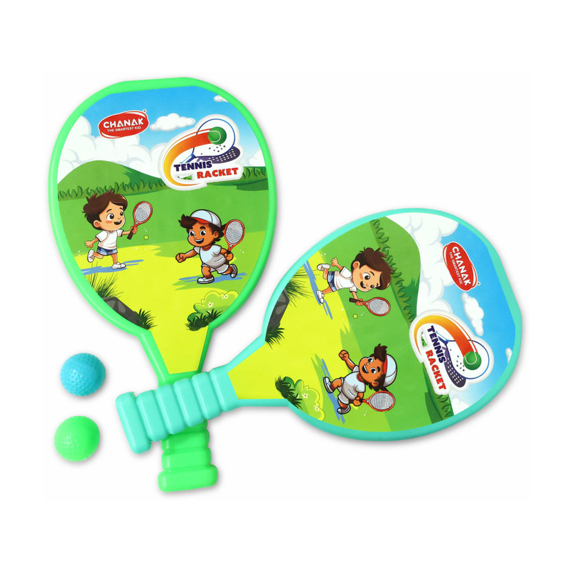 333MART Plastic Tennis Racket for boys and girls Includes 2 Rackets & 2 Balls Multicolor Unstrung Tennis Racquet(Pack of: 1, 140 g)