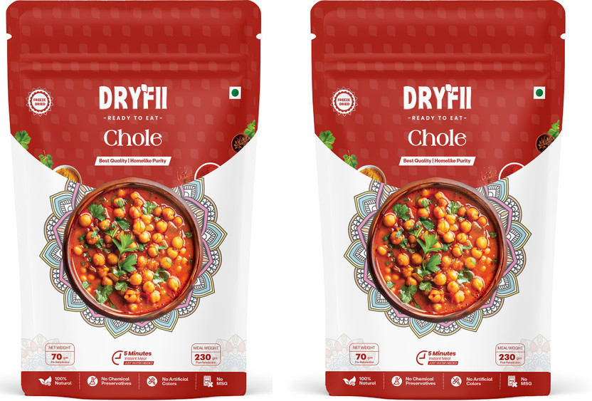 Dryfii Ready-to-Eat Instant Chole | Pure Veg | Freeze Dried | Rehydrated Wt.(460 g)