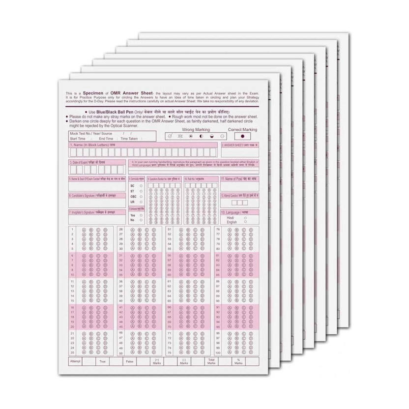 Himani 100 OMR SHEET OMR Practice Sheets For Competitive Exams - 180 MCQ's A4 Size, 100 LOSSE Sheet/100 PAGES (For NEET JEE UPSC MPSC GATE JNV PSC RPSC TNPSC Etc (Paperback, OMR SHEET FOR NEET) (Paperback, OMR SHEET)(Paperback, PUVI EXPERT)