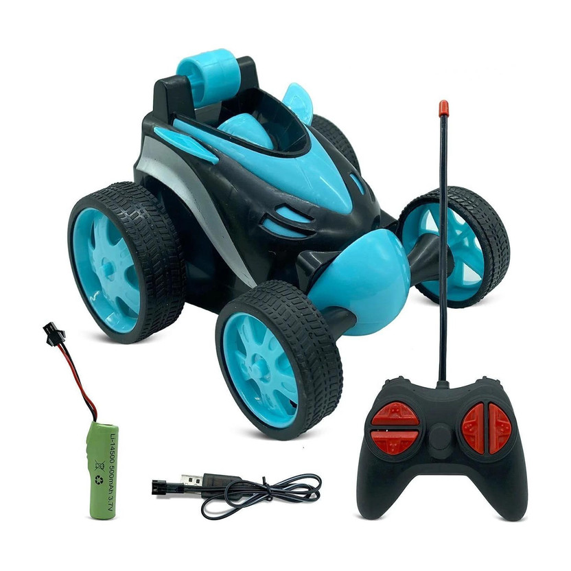 COMERCIO Remote Control Stunt Vehicle 360�Rotating Rolling Radio Electric Racing Car(Blue)