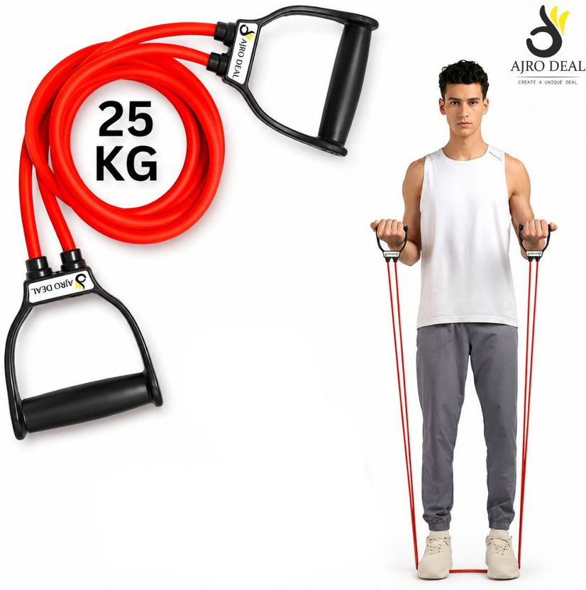 AJRO DEAL Toning Double, Door Anchor, Exercise Guide Resistance Tube(Red, Black)
