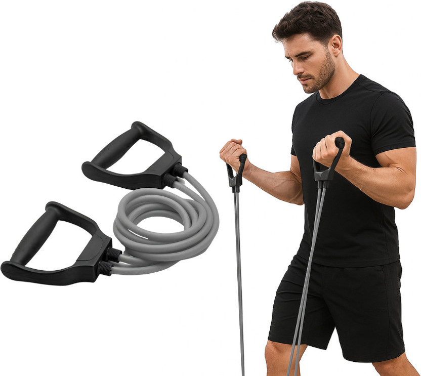 DFit Resistance Double Tube for Exercise, Stretching, & Workout Toning Pack of 1 Resistance Tube(Double Tube Resistance Band)