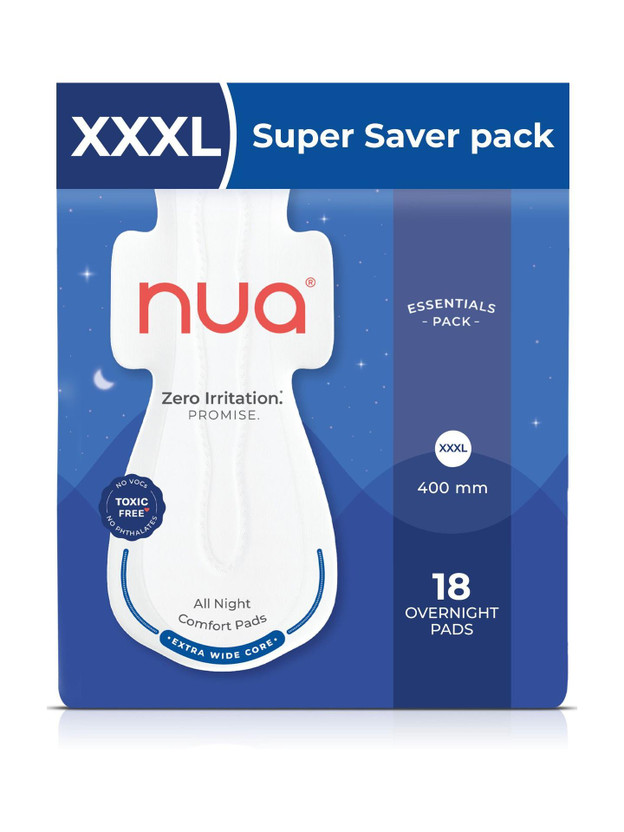 Nua All Night Comfort 400mm XXXL | Upto 12 Hours of Absorption (Pack of 18) Sanitary Pad(Pack of 18)