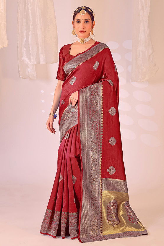 TODAY DEAL Woven Kanjivaram Art Silk Saree(Maroon)