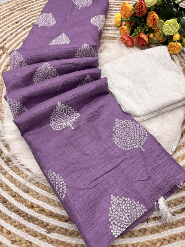 sadika sadika Printed Daily Wear Silk Blend Saree(Purple) - Flipkart Deal