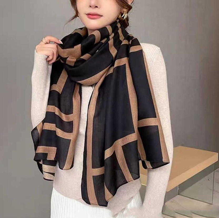 Zahidandsons Printed Viscose Women Scarf, Stole, Faux Turtleneck Neck Cover