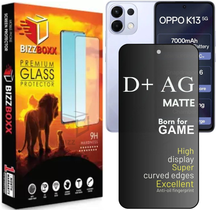 BizzBoxx Tempered Glass Guard for OPPO K13 5G, OPPO K 13, OPPO K13 D+ AG Matte Temper Glass, screen guard, With Camera Cut, 6.67 Inch With Installation Kit(Pack of 1)
