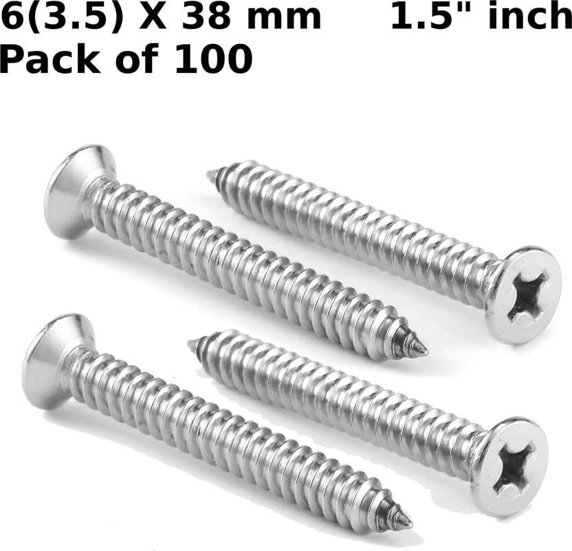 WALLPECKER Steel Flat Head Drywall Screw(38 mm Pack of 100)