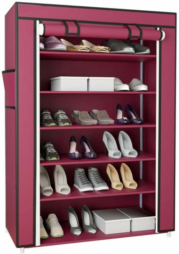 Shaym ji This is a great storage cabinet for your home to store your shoes, books, kids Plastic Shoe Stand(MAROON, 6 Shelves, DIY(Do-It-Yourself))