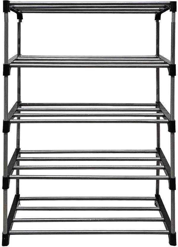 RKE Rack 5 Layers Plastic Shoe Stand(BlaCK AND gray, 5 Shelves, DIY(Do-It-Yourself))