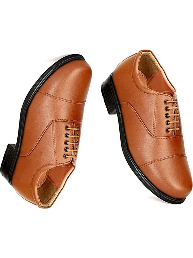 KATENIA Lightweight Faux Leather and Oxford Shoes Oxford For Men(Tan , 9)