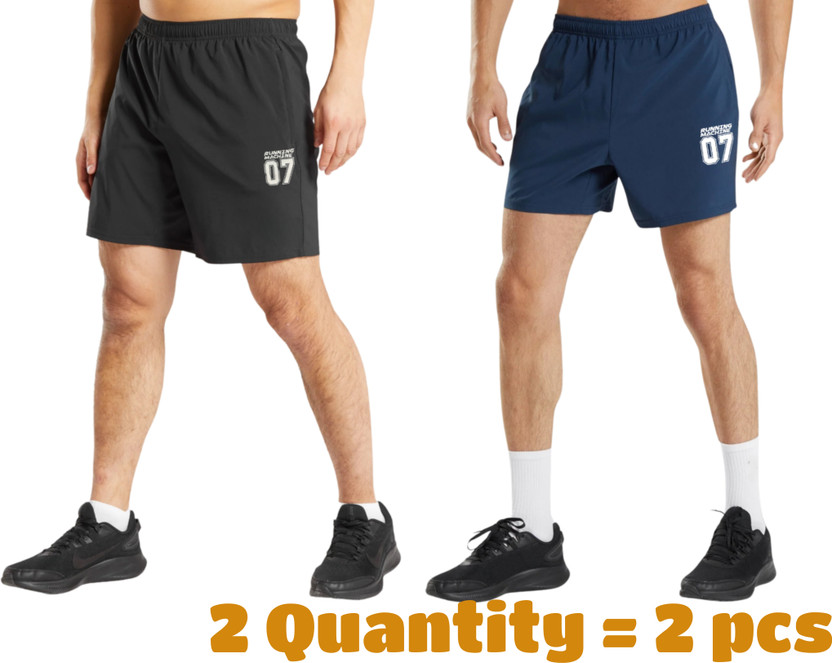 RUNNING MACHINE Solid Men Black, Blue Sports Shorts