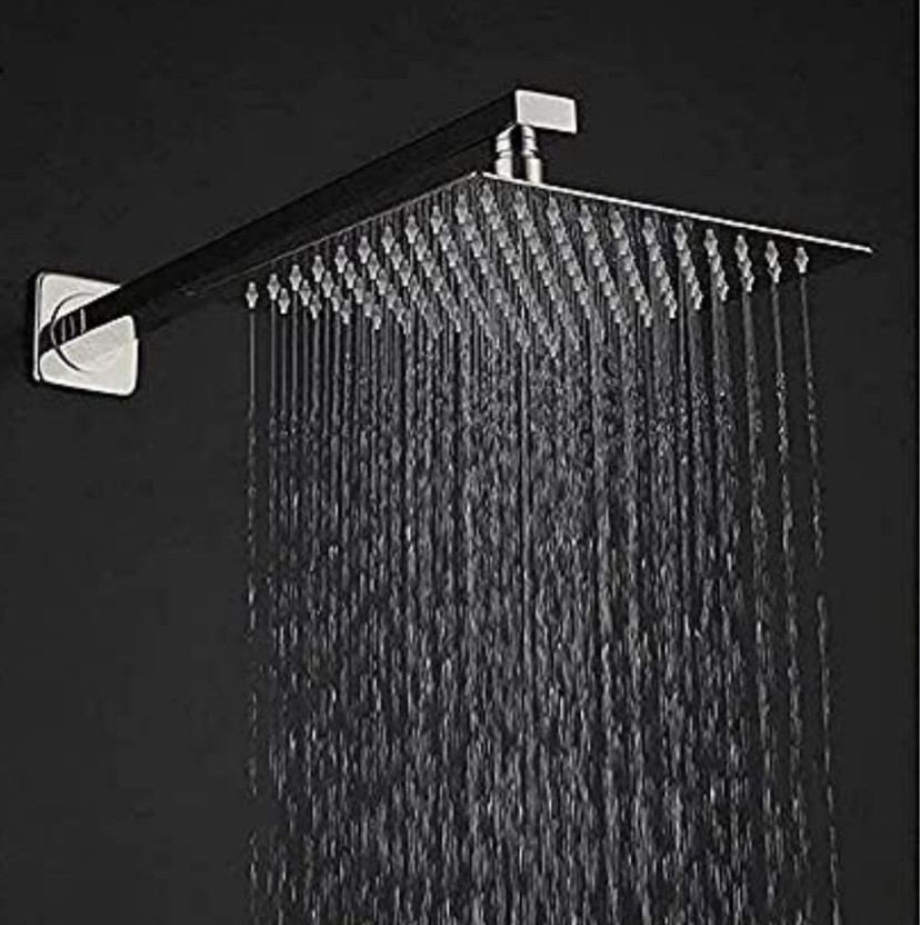 BathBliss 8x8 Inch S.S Ultra Slim Shower with 18" Inch Square Shower Arm (Set of 1) Shower Head