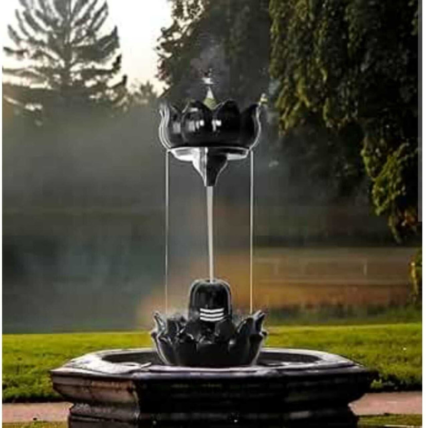 Karya Shivling Incense Backflow Smoke Fountain 10 CONE FREE Decorative Showpiece  -  25 cm(Polyresin, Glass, White, Black)