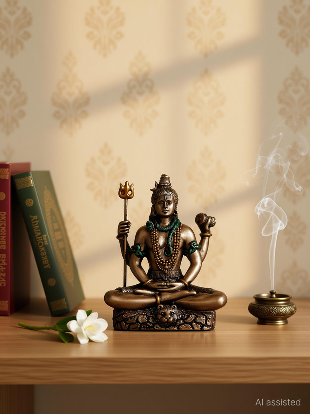 kakajiji Handicraft Shiva Decorative Showpiece 9 cm – Bronze & Copper Finish Spiritual Idol Decorative Showpiece  -  9 cm(Bronze, Copper)