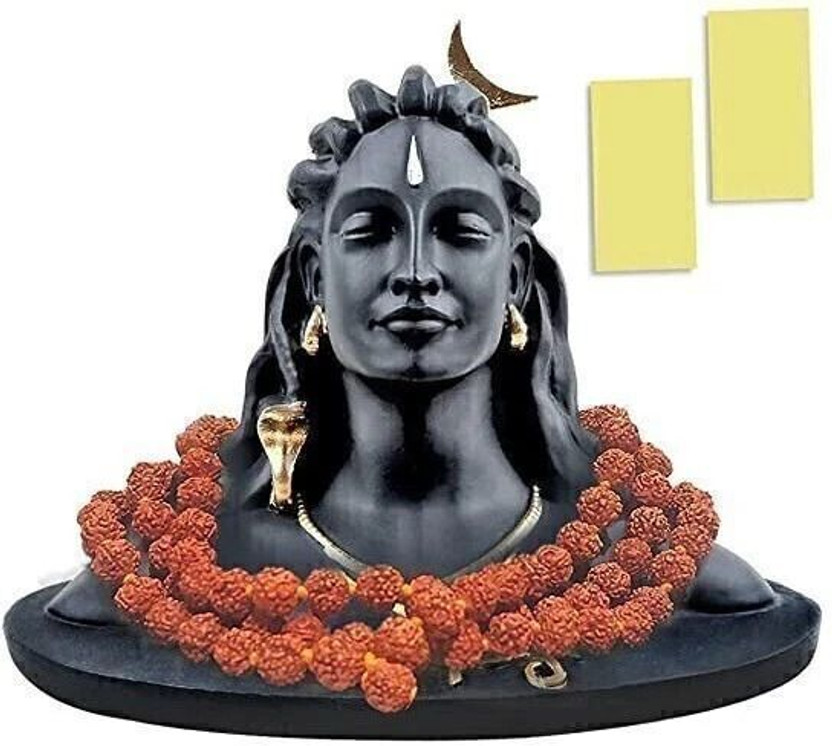KITSHUU adiyogi statue A+ Quality Resin Shiv Ji Mahadev Idol For Car. /House/office Decorative Showpiece  -  16 cm(Polyresin, Black)