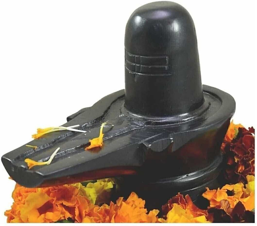 VALUE CRAFTS Divine Edge Shivam Aura – Sacred Shivling for Home & Mandir Decorative Showpiece  -  9.010000000000002 cm(Marble, Black)