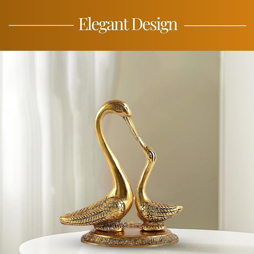 DVM DVM Showpiece Swan Statue Home Decor Gift Vastu table decor D07 Decorative Showpiece  -  15 cm(Metal, Gold) - Flipkart Deal