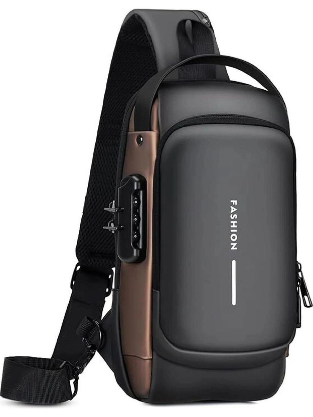 Modinity Black Shoulder Bag Sling |Anti-theft Crossbody USB PU