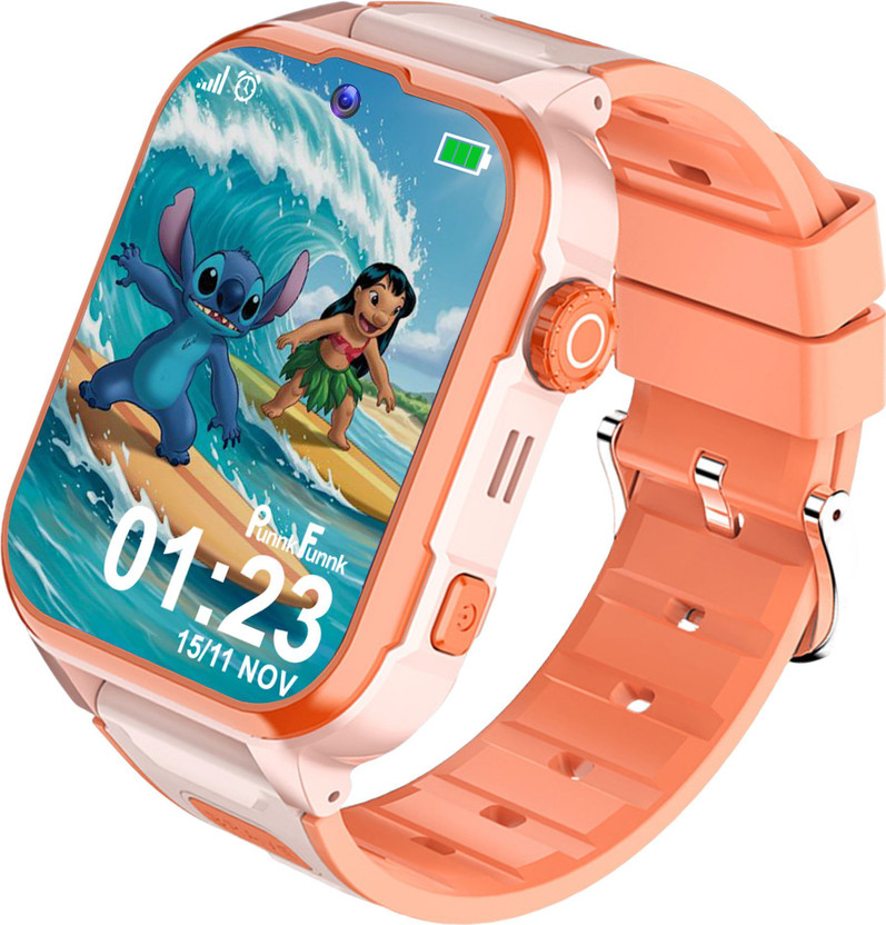 REGENTECOM Safeguard AMOLED Display, 5G/4G Sim Calling, Selfi Camera with GPS Tracking Smartwatch(Orange Strap, Regular Size)