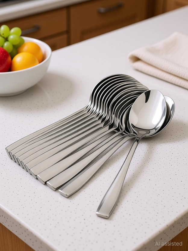 ADISANMATI Stainless Steel Spoons Set of 12, Dinner Spoon ,Food Grade Silverware Stainless Steel Table Spoon Set(Pack of 12)