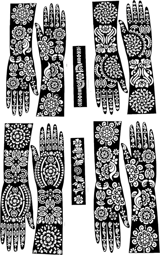 MEHENDIAURA Arabic Mehndi Stencil Full Hand Floral Mandala Reusable Template Set MEHENDI AURA B19 Mehndi Design Stencil(Pack of 1, FLORAL HENNA)