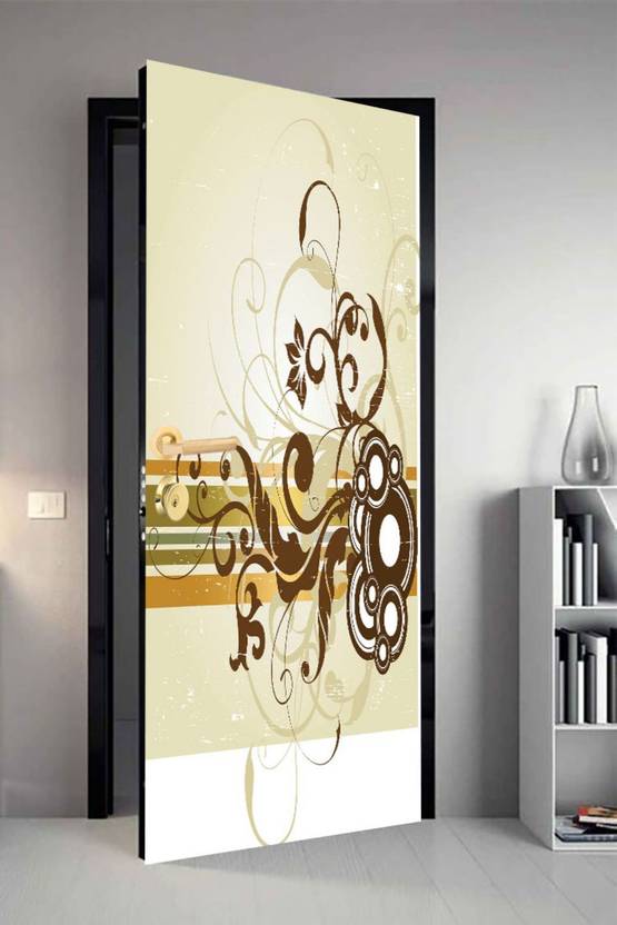 Large VINYL QTH Floral Dor-3255 Design Door Sticker Price in India ...