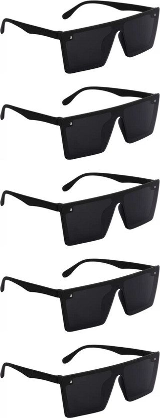 PC STAR Retro Square Sunglasses(For Men & Women, Black)