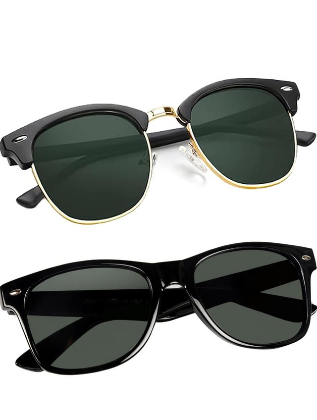 ROADWAY Clubmaster Sunglasses(For Men & Women, Black)